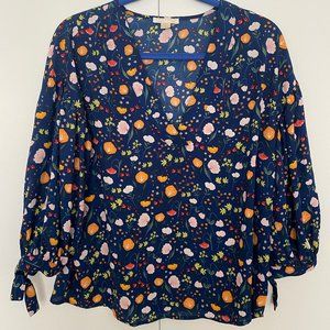 Finn and Grace Blue Floral Flowy Top